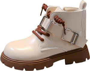 Женские ботинки IWIHMIV на щиколотку, детские нескользящие модные ботинки на молнии сбоку с шнуровкой, удобные повседневные ботильоны, Beige