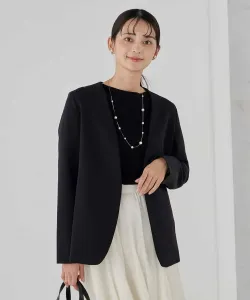 Можно стирать/Эластичная ткань/Подходит для сочетания с другой одеждой: Куртка без воротника с V-образным вырезом и двойным перекрестным кроем Avv, цвет Black