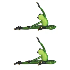 Лягушка из 2 частей, занимающаяся йогой, поза «голова к колену», 8-дюймовая статуэтка, забавное украшение для дома, идеальный подарок на новоселье, праздники и дни рождения Fc Design, multicolor