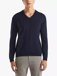 Свитер Benetton Wool V-Neck, темно-синий