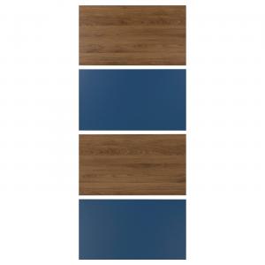 4 панели для рамы раздвижной двери, цвет орех/синий, 100x236 см IKEA Mehamn