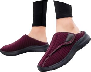 Женские зимние тапочки с флисовой подкладкой и застежкой-липучкой для удобства дома и на улице Generic, Wine