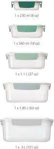 Миска для хранения Joseph Joseph "Nest Lock", (набор, 5 шт.), герметичная, герметичная, включая крышку 20х25х16 см, зеленый