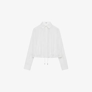 Рубашка шелковая Loewe Balloon с завязками по низу, белый