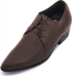 Мужские невидимые туфли-лифтеры CALTO - лаковая кожа черного цвета, шнуровка, формальные оксфорды - увеличение роста на 7 см - K2726 - размер 10 D(M) US No Brand, коричневый