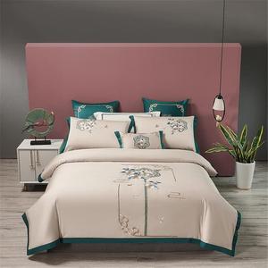 SkiPdr Комплект постельного белья из мягкого хлопка с вышивкой