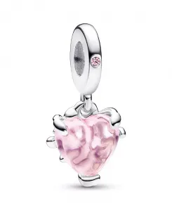 Подвеска в форме сердца из розового камня в форме семейного дерева Pandora, pink