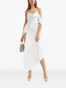 Платье асимметричного кроя с воротником-хомутом David Koma, белый