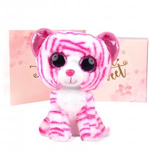 Ty Плюшевая игрушка розовый узор белый тигр Asiya плюшевая кукла высота 15см/40см