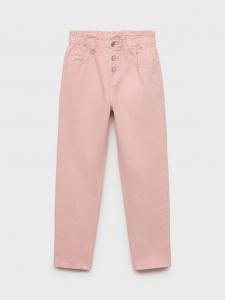 Детские джинсы-джоггеры из хлопка с поясом-мешок Mango, Pink