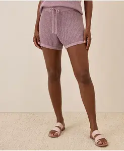 Женские пляжные льняные шорты крючком Pact, фиолетовый