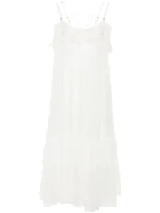 Шелковое платье с цветочным кружевом Nissa, белый