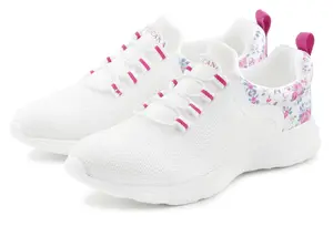Кроссовки LASCANA, повседневная обувь, полуботинки с цветочным принтом VEGAN, белый