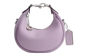 COACH Кожаная сумка через плечо миниатюрная женская серебристая и светло-фиолетовая