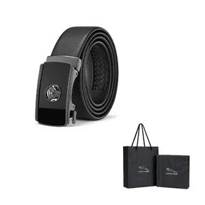 JAGUAR Ремень с автоматической пряжкой из натуральной кожи шириной 3.5 см, Black