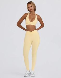Леггинсы Bo+Tee со сборками и средней посадкой в ​​цвете лимонного меланжа