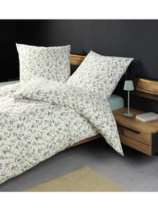 Постельное белье из тонкого фланелевого хлопка Davos в оттенках зеленого и желтого Janine, 155 x 220 + 80 x 80 см