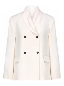 Двубортный жакет Jiha с воротником-шалькой Loulou De Saison, нейтральный