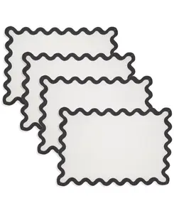 Льняные экологически чистые салфетки под приборы с волнистым краем, набор из 4 шт. Saro Lifestyle, slate