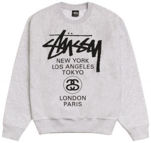 Толстовка Stussy World Tour Crew, серый