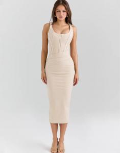 Платье-корсет миди House of CB Samya миндального цвета