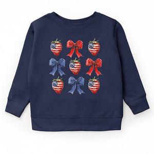 Свитшот Coquette с бантами и клубникой USA The Juniper Shop, Navy