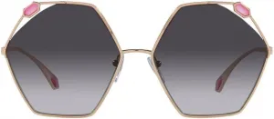 Солнцезащитные очки Bvlgari BV 6160 20148G с геометрическим узором и металлическим блеском, серые градиентные линзы