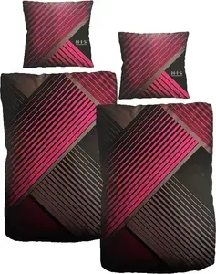 Постельное белье из хлопкового сатина, с рисунком фиолетового и черного цветов, 155x220 80x80 см: 4 предмета. aboutyourhome-shop