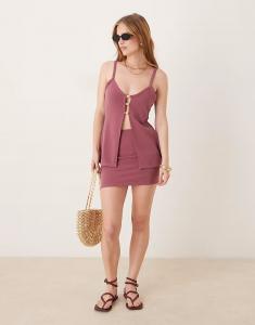 Мини-юбка с текстурой, цвет бордовый Asos Design