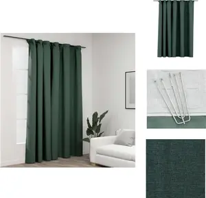 Плотная штора с крючками, под лен, зеленая, 290 x 245 см - Шторы и портьеры vidaXL