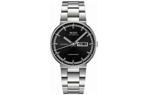 MIDO Часы Commander Collection Automatic Mechanical Movement Men's Watch Watch 40mm Black Dial Stainless Steel Case, Black