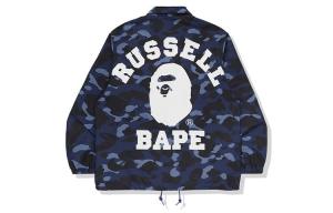 BAPE X Russell Color Camo College Coach куртка синяя A Bathing Ape, красный