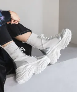 Ботинки-носки на шнуровке Pageboy, цвет Off White 05