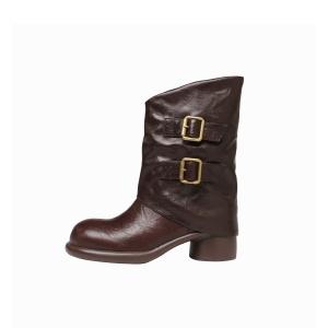 Yeezyy Reezy Женские коричневые полусапожки на каблуке 5 см, цвет Brown