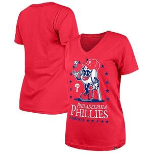 Женская красная футболка Philadelphia Phillies Little Miss 2 с V-образным вырезом New Era