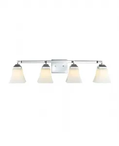 Светодиодный светильник для ванной комнаты Staunton в современном стиле «коттедж» с 4 плафонами Jonathan Y, серебристый оттенок