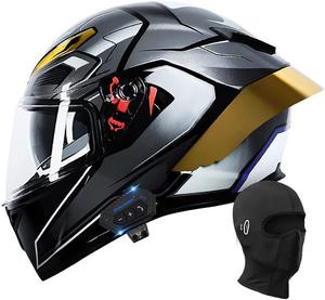 Шлем мотоциклетный ACLFF Bluetooth, черный / золотой