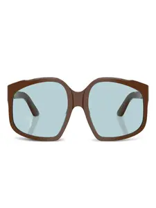 Солнцезащитные очки MUA07S в геометричной оправе Miu Miu Eyewear, коричневый