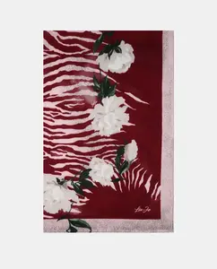 Шарф с рисунком зебры и цветов Liujo, красный