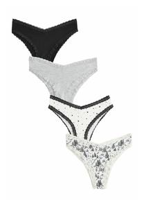 Брифы Next HIGH LEG TRIM FOUR PACK, Black Cream/Black