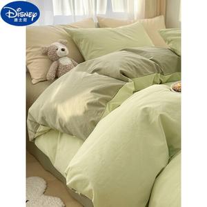 Disney Комплект постельного белья 2.0м, 4 предмета, для кровати 220см, молочно-зеленый + темно-зеленый, класс А, не скатывается и не линяет
