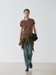 Футболка с коротким рукавом из смеси лиоцелла Massimo Dutti, brown