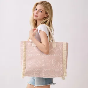 Сумка-тоут в стиле бохо с геометрическим принтом «слон» и бахромой Fashnzfab