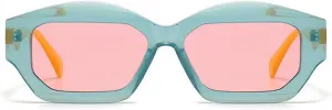 Винтажные солнцезащитные очки Polygon Cat Eye Jelly Color для женщин, модные оранжево-синие солнцезащитные очки для мужчин Melrose, Green Pink
