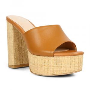 Женские модельные босоножки Rag & Co Shuri на блочном каблуке, цвет Tan