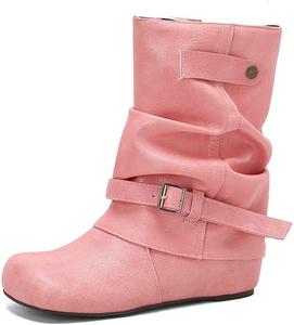 LYYSKY Женский ремень с пряжкой, повседневные удобные короткие сапоги. Пожалуйста, смотрите таблицу размеров и описание товара. Размеры US4-US17/EU34-EU50, Pink(Pu)
