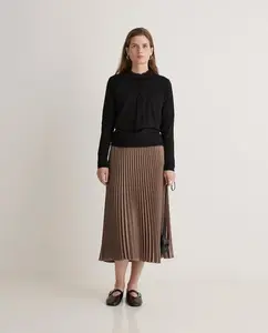 Плиссированная юбка с эластичным поясом Yerse, коричневый