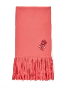 Шарф с логотипом и бахромой Roberto Cavalli, розовый