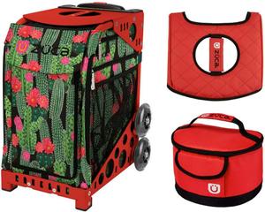 Спортивная сумка Zuca - Desert Blossom с подарочным красным чехлом на сиденье и красным ланч-боксом (красная рамка)