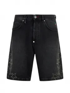 Джинсовые шорты с звездами Philipp Plein, черный